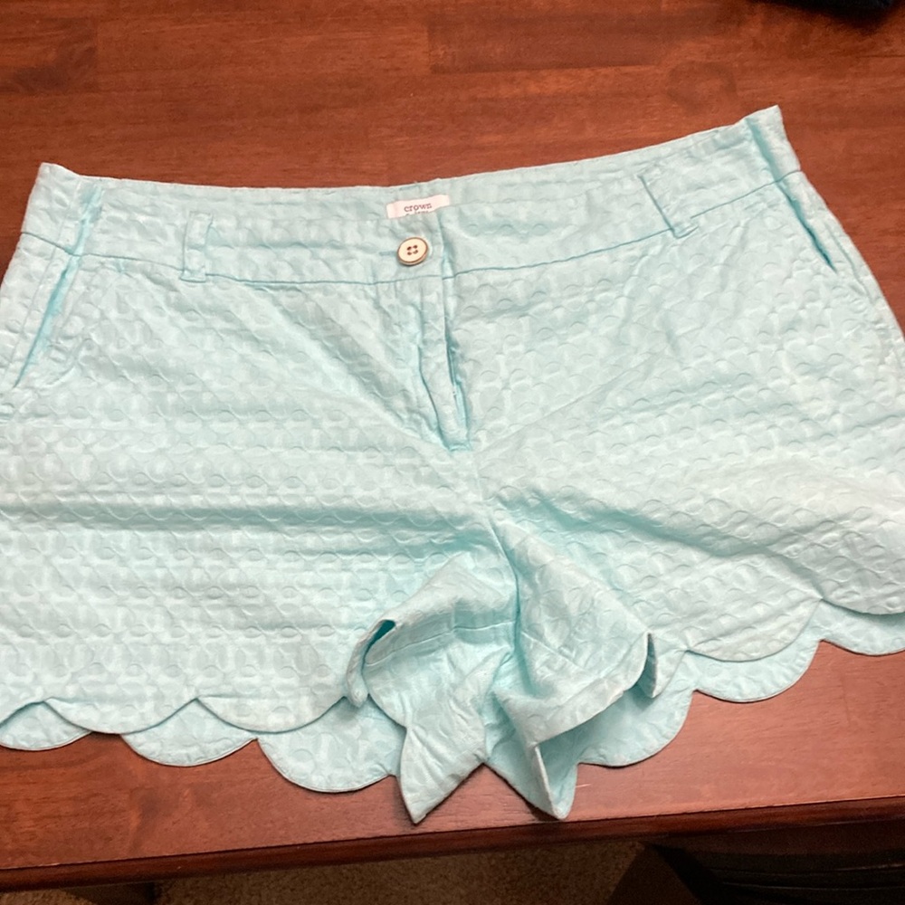 Women's Teal Scalloped Shorts